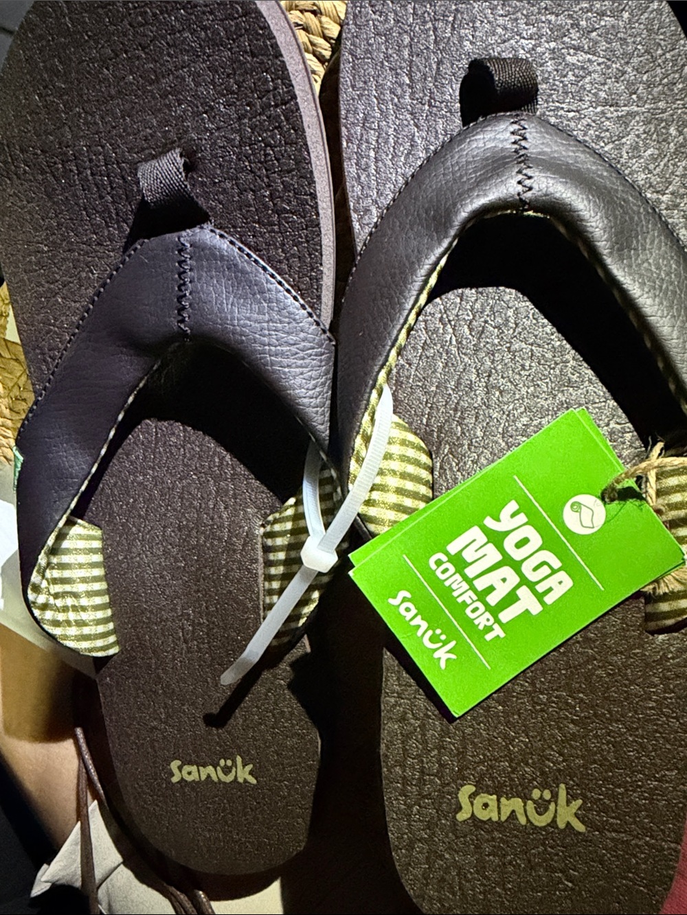 Sanuk Brown and Green Yoga Mat Comfort Sandals
